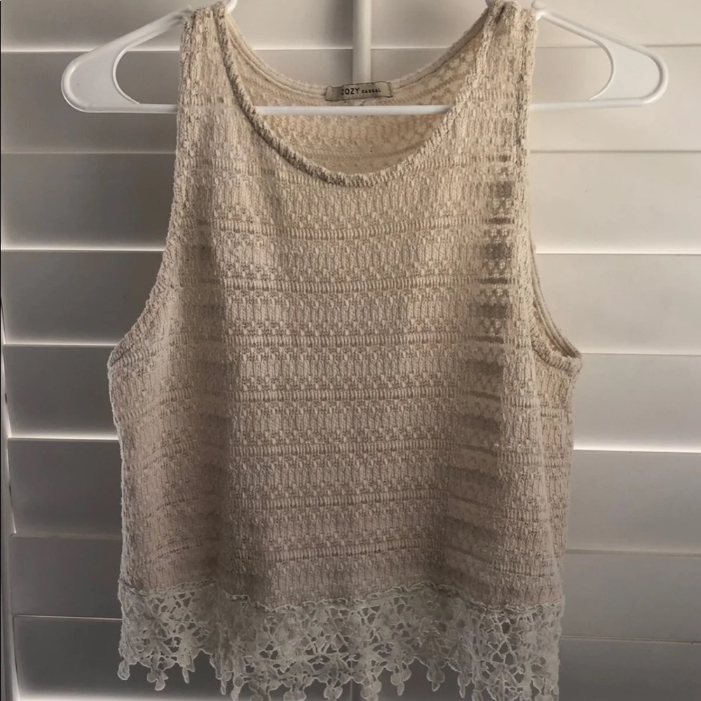 Cream Lace Tank